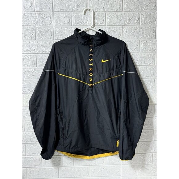 Nike Live Strong Black Windbreaker Pocket Half Zip Size Jacket Size Medium - Picture 1 of 6